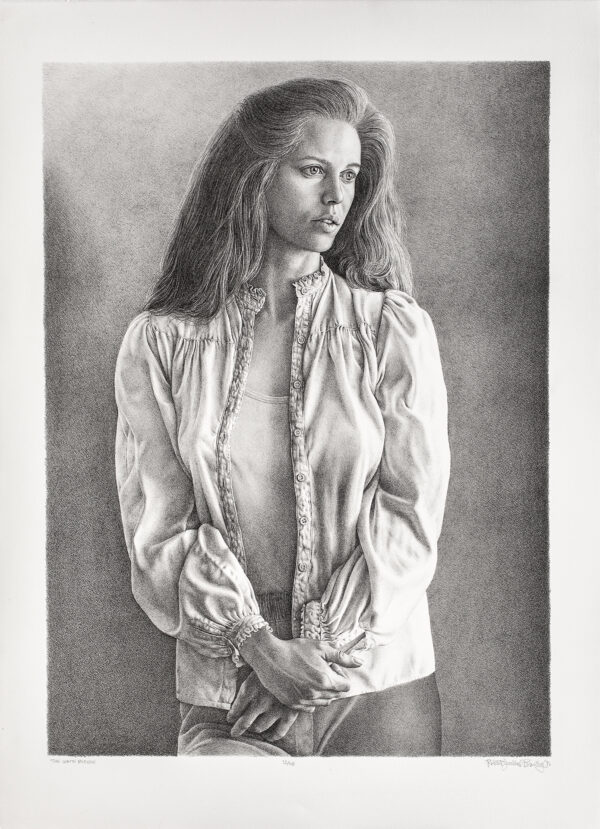 Robert Brawley - White Blouse, 1991 Medium: Lithograph Edition: 45 Paper: Arches Cover, White Paper Size: 34″ x 25″ Image Size: 28.5″ x 21″
