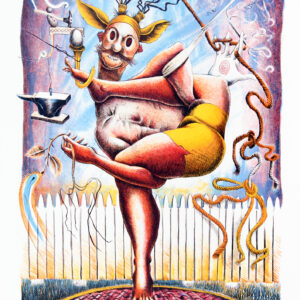 Nick Bubash - Human Knot (from The Entertainers), 2000 Medium: 5 Color Lithograph Edition: 30 Paper: Somerset, Soft White Paper Size: 24.75″ x 18.5″ Image Size: 21.75″ x 16.5″ (irregular)