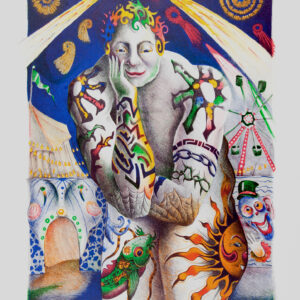 Nick Bubash - Tattooed Guy (from The Entertainers), 2001 Medium: 5 Color Lithograph Edition: 30 Paper: Rives BFK, Grey Paper Size: 24.75″ x 18.5″ Image Size: 21″ x 16″ (irregular)