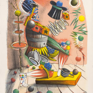 Nick Bubash - Juggler (from The Entertainers), 1997 Medium:  6 Color Lithograph Edition:  30 Paper:  Arches Cover, White Paper Size:  24.75″ x 18.5″ Image Size:  21.25″ x 16″ (irregular)