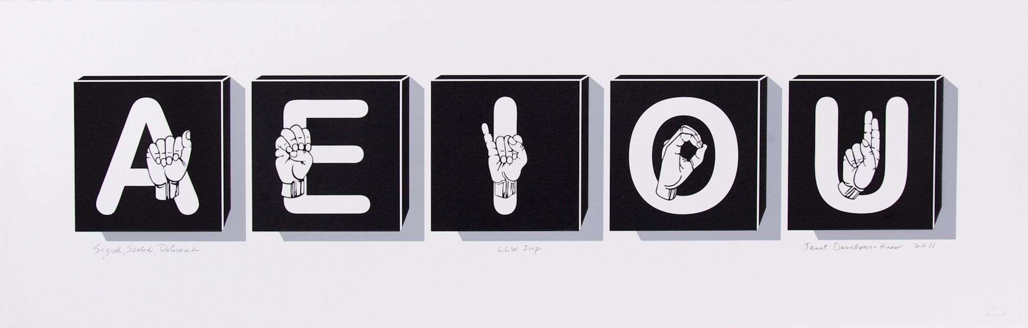 Janet Davidson-Hues - Signed, Sealed and Delivered, 2011 Medium: Lithograph Edition: 20 Paper: Rives BFK, White Paper Size: 13.125" x 42" Image Size: 6.625" x 36"