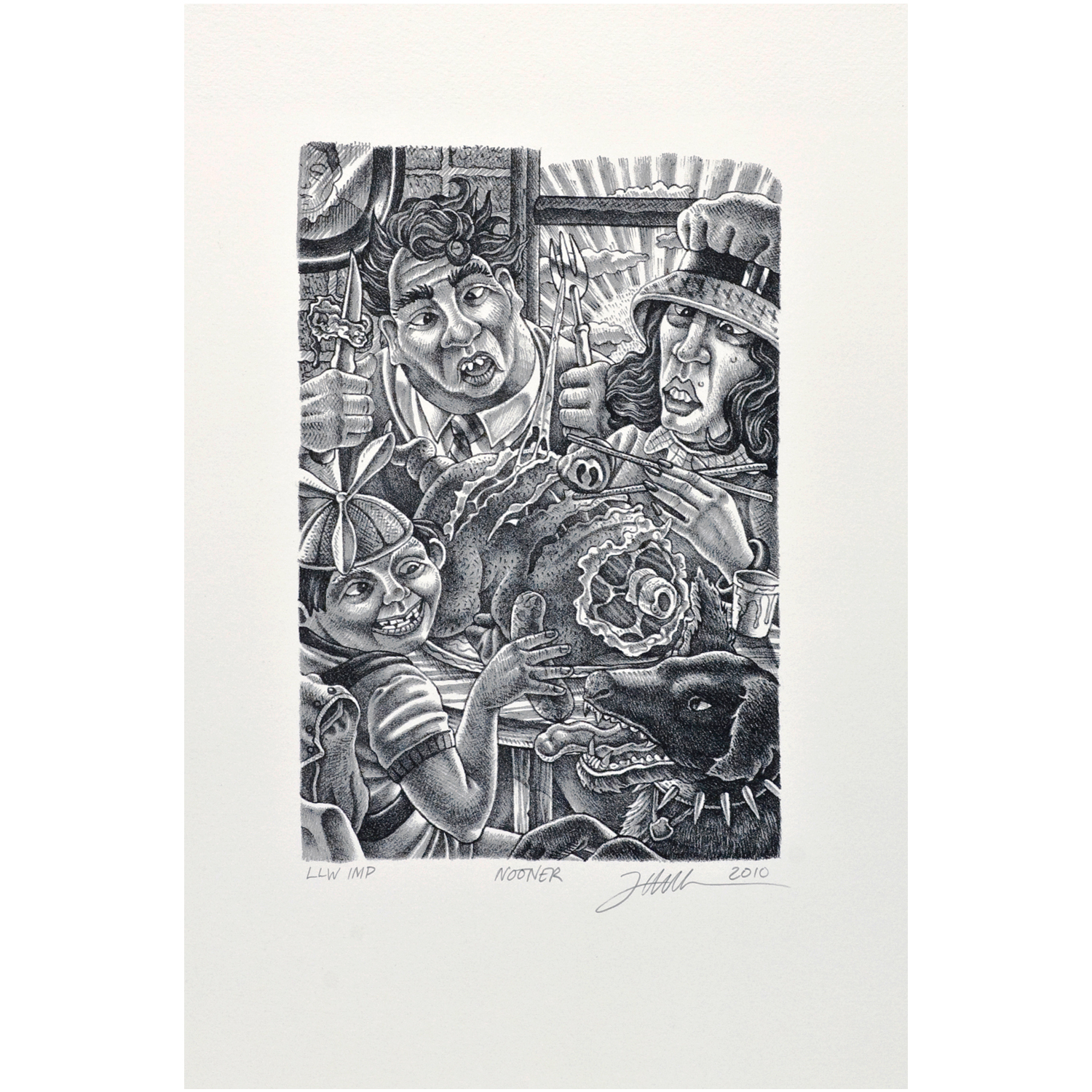 Tom Huck - Nooner, 2010 Medium: 1 Color Lithograph Edition: 30 Paper: Arches Cover, White Paper Size: 17.25″ x 13″ Image Size: 9.5″ x 6.25″