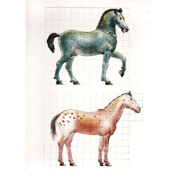 Luis Jiménez - Study of a Classical Horse and a Modern Horse, 1994 Medium: 4 Color Lithograph Edition: 40 Paper: Rives BFK, White Paper Size: 41.75″ x 29.5″ Image Size: 37″ x 22.75″ Copyright: The Artist Rights Society