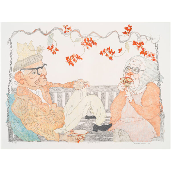 Elisabeth "Grandma" Layton - Opa & Oma, 1990 Medium: 5 Color Lithograph Edition: 90 Paper: Rives BFK, White Paper Size: 24.75″ x 33″ Image Size: 22.75″ x 31″