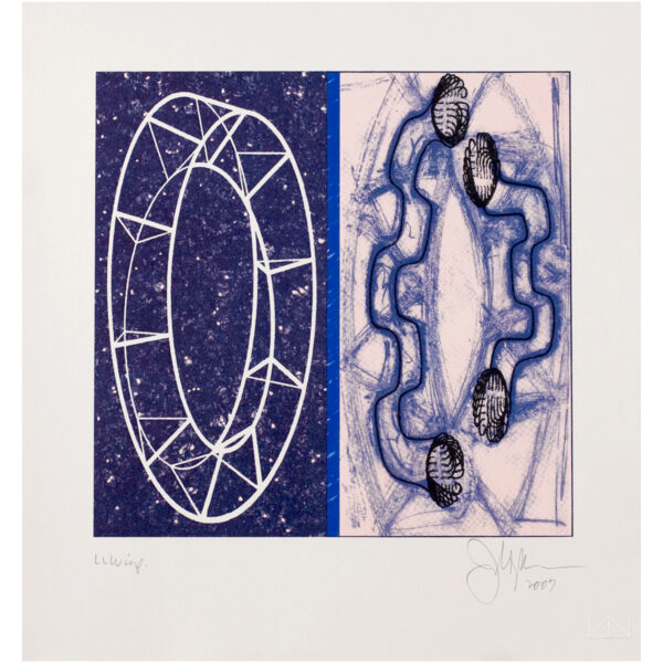 John Newman - Unraveling and an Endless Loop (2009) JN-08-4 Medium: 5 Color Lithograph Edition: 22 Paper: Somerset, Soft White Paper Size: 13″ x 12.25″ Image Size: 9″ x 9.25″
