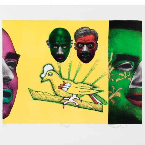 Ed Paschke - Trabajo (1993) EP-93-9 Medium: 4 Color Lithograph Edition: 100 Paper: Arches Cover, White Paper Size: 24.5″ x 31″ Image Size: 17.5″ x 23.75″