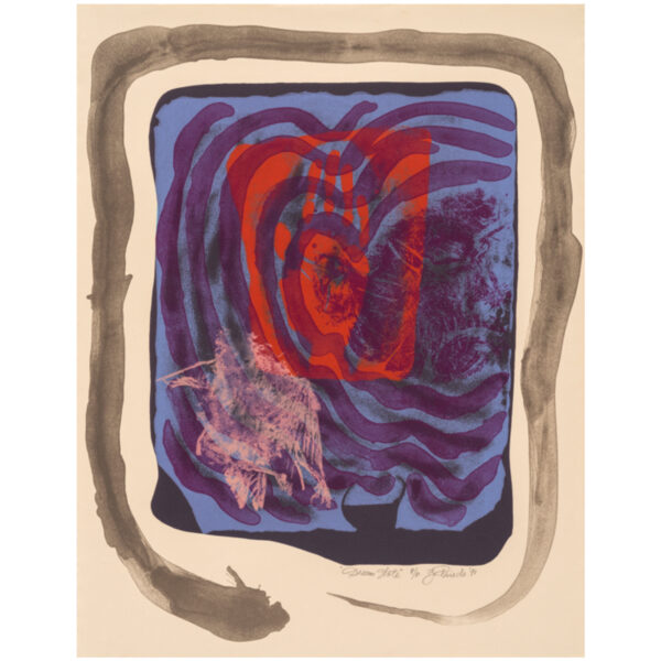 Zigmunds Priede - Dream State (1991) ZP-91-7 Medium: 6 Color Lithograph Edition: 16 Paper: Umbria, Buff Paper Size: 25.75″ x 20″ Image Size: 24″ x 19.5″ (irregular)