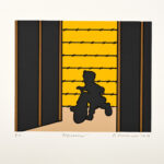 Roger Shimomura - Minidoka Snapshots: Exploration, 2010 Medium: 5 Color Lithograph Edition: 30 Paper: Rives BFK, White Paper Size: 9.975″ x 10.75″ Image Size: 6.5″ x 8″