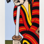 Roger Shimomura - American Buddahead, 2012 Medium: Color Lithograph Edition: 35 Paper: Arches Cover, White Paper Size: 33.5″ x 13″ Image Size: 29.5″ x 10″
