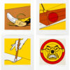 Roger Shimomura - Untitled (Yellow), 2012 | PORTFOLIO | Suite of 4 lithographs: Banana, 2012 | Zero, 2012 | White Wash, 2012 | Target, 2012 | Medium: Lithograph Edition: 30 Paper: Rives BFK, White Paper Size: 9.5″ x 10″ Image Size: 7.5” x 7.5”
