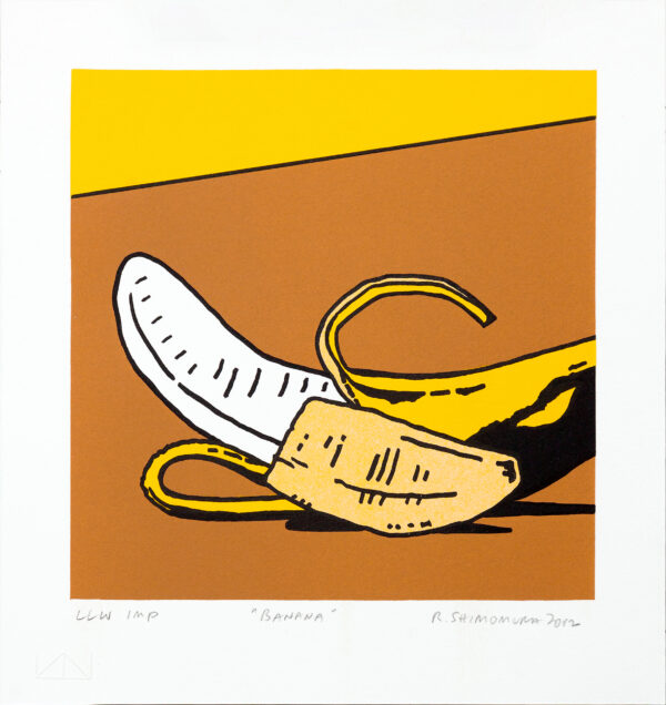 Roger Shimomura - Banana, 2012 Medium: Lithograph Edition: 30 Paper: Rives BFK, White Paper Size: 9.5″ x 10″ Image Size: 7.5” x 7.5”