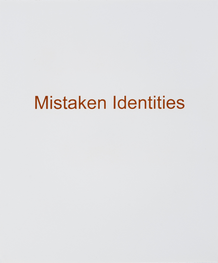 Roger Shimomura - Mistaken Identities - Title Page, 2005 Medium: 5 Color Lithograph Edition: 45 Paper: Arches Cover, White Paper Size: 14.5″ x 12″ Image Size: 10.5″ x 9″