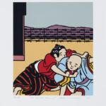 Roger Shimomura - Mistaken Identities #6 For Hatate Family, 2005 Medium: 5 Color Lithograph Edition: 45 Paper: Arches Cover, White Paper Size: 14.5″ x 12″ Image Size: 10.5″ x 9″