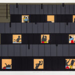 Roger Shimomura - Night Watch – Minidoka, 2014 Medium: 11 Color Lithograph Edition: 52 Paper: Rives BFK, White Paper Size: 30.75″ x 40.5″ Image Size: 27.75″ x 38″