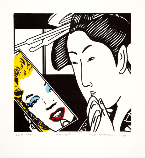 Roger Shimomura - Marilyn, 2014 Medium: Lithograph Edition: 74 Paper: Somerset Soft White Paper Size: 14″ x 13″ Image Size: 10.5″ x 10.5″