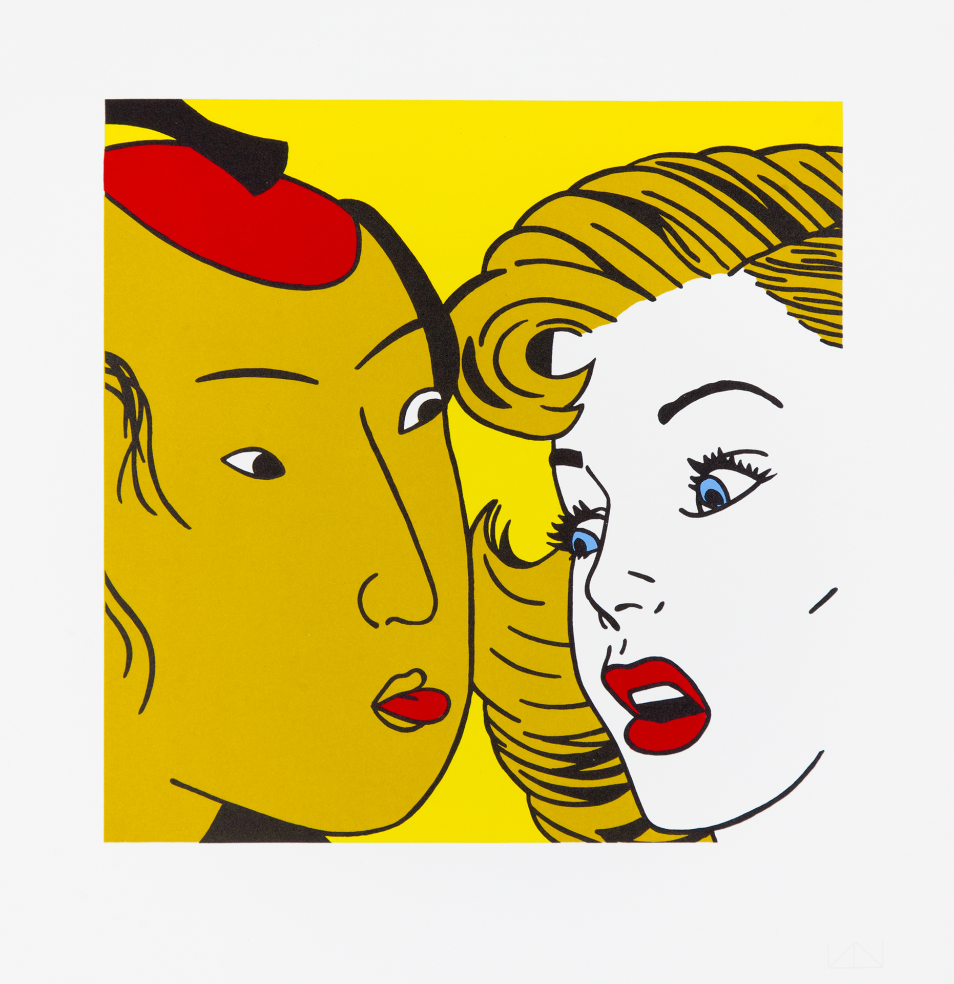 Roger Shimomura - Lovers 3, 2015 Medium: 5 Color Lithograph Edition: 45 Paper: Rives BFK, White Paper Size: 14″ x 13.5″ Image Size: 10.5″ x 10.5″