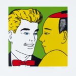 Roger Shimomura - Lovers, 2015 Medium: 5 Color Lithograph Edition: 45 Paper: Rives BFK, White Paper Size: 14″ x 13.5″ Image Size: 10.5″ x 10.5″