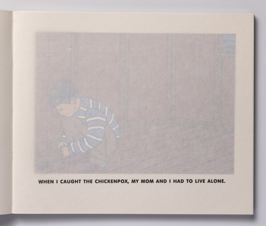 Roger Shimomura - Memories of Childhood, 1999 A handmade book Medium: Color Lithograph bound in a handmade book Edition: 30 Paper: Somerset, Soft White and Japanese Goyu Paper Size: 10″ x 12″ Image Size: 7″ x 10″