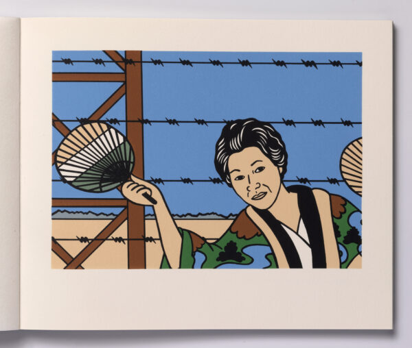 Roger Shimomura - Memories of Childhood, 1999 A handmade book Medium: Color Lithograph bound in a handmade book Edition: 30 Paper: Somerset, Soft White and Japanese Goyu Paper Size: 10″ x 12″ Image Size: 7″ x 10″