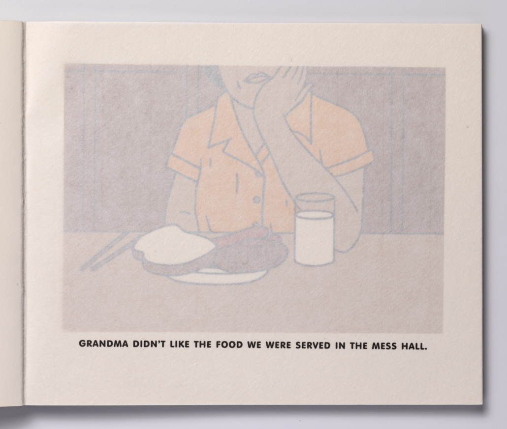 Roger Shimomura - Memories of Childhood, 1999 A handmade book Medium: Color Lithograph bound in a handmade book Edition: 30 Paper: Somerset, Soft White and Japanese Goyu Paper Size: 10″ x 12″ Image Size: 7″ x 10″
