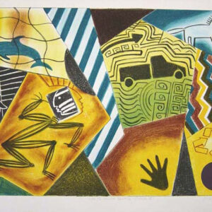 Jaune Quick-To-See Smith - Ode to Chief Seattle, 1991 Medium: 5 Color Lithograph Edition: 35 Paper: Arches Cover, White Paper Size: 22.25″ x 30″ Image Size: 19″ x 27″