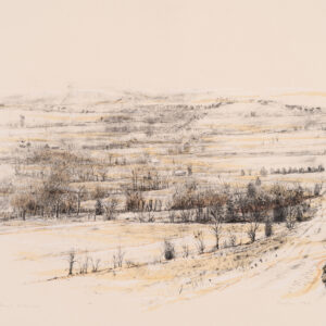 Robert Sudlow - Vinland, 1984 Medium: Lithograph Edition: 50 Paper: Arches Cover, Buff Paper Size: 17” x 22” Image Size: 11.5” x 20” (approximate/irregular)