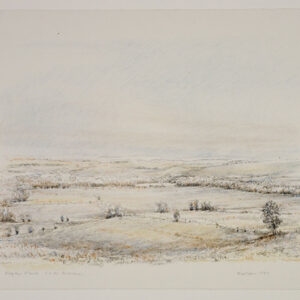 Robert Sudlow - Rogler’s Ranch, 1987 Medium: 5 Color Lithograph Edition: 20 Paper: Rives BFK, White Paper Size: 15″ x 19″ Image Size: (irregular)