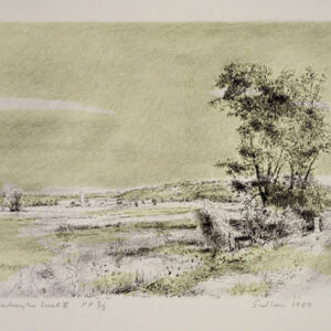 Robert Sudlow - Washington Creek, 1987 Medium: Lithograph Edition: 12 Paper: Rives BFK, White Paper Size: 9 1/2″ x 11 1/2″ Image Size: 7 1/2" x 10"