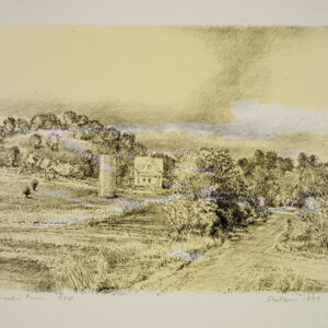 Robert Sudlow - Shuck's Farm, 1989 Medium: Lithograph Edition: 35 Paper: Rives BFK, White Paper Size: 9 1/2” x 11 1/2” Image Size: 7 3/4” x 10” (approximate)