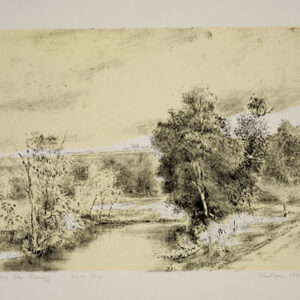 Robert Sudlow - Lone Star Runoff, 1989 Medium: Lithograph Edition: 35 Paper: Rives BFK, White Paper Size: 9 1/2” x 11 1/2” Image Size: 7 3/4” x 10” (approximate)