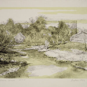 Robert Sudlow - Ottawa Creek, 1989 Medium: Lithograph Edition: 35 Paper: Rives BFK, White Paper Size: 9 1/2” x 11 1/2” Image Size: 7 3/4” x 10” (approximate)
