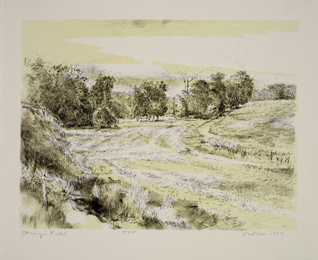 Robert Sudlow - Strong's Field, 1989 Medium: Lithograph Edition: 35 Paper: Rives BFK, White Paper Size: 9 1/2” x 11 1/2” Image Size: 7 3/4” x 10” (approximate)