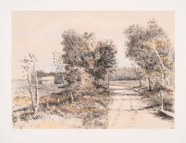 Robert Sudlow - Near Ottawa, 1990 Medium: 7 Color Lithograph with chine collé Edition: 60 Papers: Arches Cover, White with Okawara chine collé Paper Size: 19.75″ x 25.5″ Image Size: 16.25″ x 22.5″