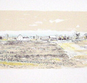 Robert Sudlow - Flory’s Field, 1993 Medium: 4 Color Lithograph Edition: 40 Paper: Rives Waterleaf Paper Size: 9.75″ x 26″ Image Size: 6.5″ x 20″