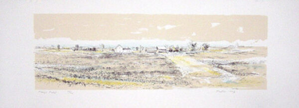 Robert Sudlow - Flory’s Field, 1993 Medium: 4 Color Lithograph Edition: 40 Paper: Rives Waterleaf Paper Size: 9.75″ x 26″ Image Size: 6.5″ x 20″