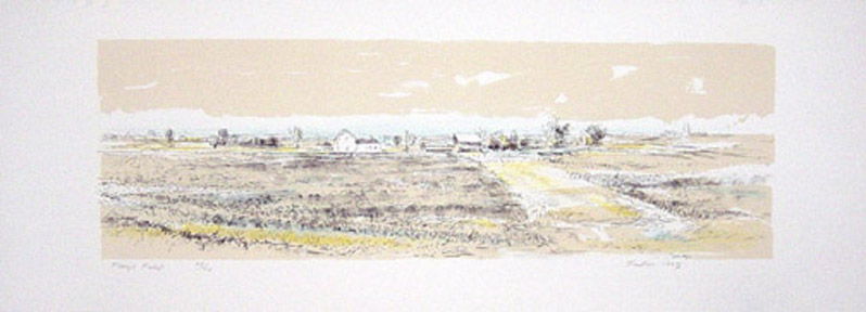 Robert Sudlow - Flory’s Field, 1993 Medium: 4 Color Lithograph Edition: 40 Paper: Rives Waterleaf Paper Size: 9.75″ x 26″ Image Size: 6.5″ x 20″