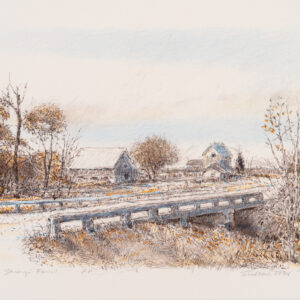 Robert Sudlow - Strong’s Farm, 1994 Medium: Lithograph Edition: 100 Paper: Rives BFK, White Paper Size: 11” x 15” Image Size: 9” x 12.5” (irregular)