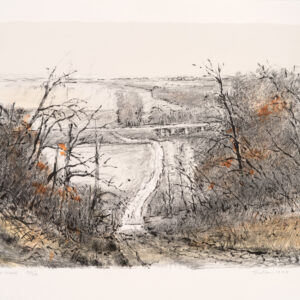 Robert Sudlow - Stull Creek, 1995 Medium: Lithograph Edition: 48 Paper: Rives BFK, White Paper Size: 14” x 17.5” Image Size: 11.5” x 5.5” (approximate/irregular)
