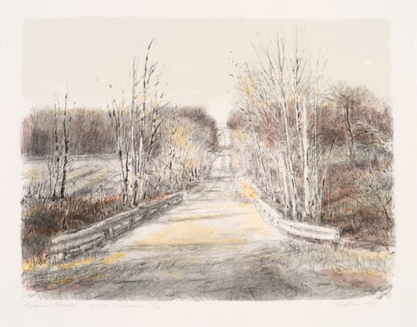 Robert Sudlow - Sycamore Stream, 1995 Medium: Lithograph Edition: 40 Paper: Rives BFK, White Paper Size: 15” x 19.5” Image Size: 13” x 17” (approximate)