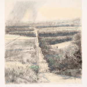 Robert Sudlow - From Markley’s Hill, 1995 Medium: 4 Color Lithograph with chine collé Edition: 40 Papers: Arches Cover, White with Sekishu chine collé Paper Size: 17.5″ x 15″ Image Size: 14.5″ x 13″