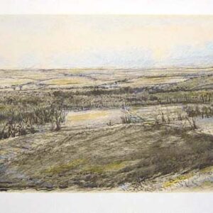 Robert Sudlow - Longview, 1998 Medium: 5 Color Lithograph with chine collé Edition: 28 Papers: Arches Cover, White & Okawara chine collé Paper Size: 16.25″ x 32.25″ Image Size: 13.25″ x 29.75″