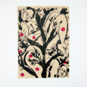 Akio Takamori - Fertile Tree, 1996 Medium: 2 Color Lithograph with chine collé Edition: 6 Paper: Arches Cover, White with Okawara chine collé Paper Size: 26″ x 20″ Image Size: 16″ x 11.5″