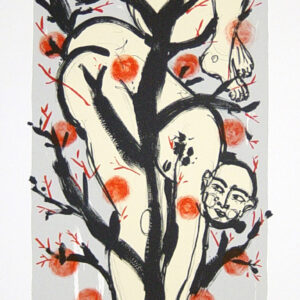Akio Takamori - Fruit Tree, 1993 Medium: 4 Color Lithograph Edition: 30 Paper: Rives BFK, White Paper Size: 33.5″ x 15″ Image Size: 29.5″ x 11″