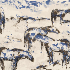 Theodore Waddell - Topeka Horses, 1994 Medium: 4 Color Lithograph Edition: 25 Paper: German Etching Paper Size: 31″ x 42.5″ Image Size: Same