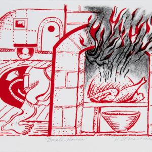 Patti Warashina - Smoke House, 2015 Medium: Lithograph Edition: 125 Papers: Somerset, Radiant White Paper Size: 7.25″ x 9.75″ Image Size: 6.375″ x 9.25″ (irregular)