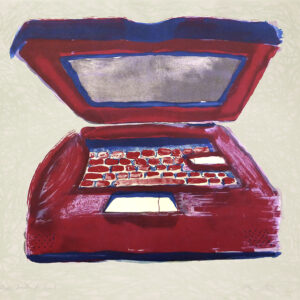Andrzej Zieliński - Laptop Accessing Web, 2015 Medium: 5 Color Lithograph Edition: 18 Paper: Somerset Antique Paper Size: 20″ x 19.5″ Image Size: Same