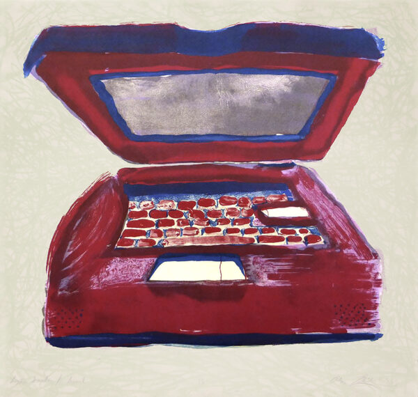 Andrzej Zieliński - Laptop Accessing Web, 2015 Medium: 5 Color Lithograph Edition: 18 Paper: Somerset Antique Paper Size: 20″ x 19.5″ Image Size: Same