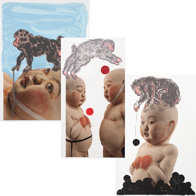 Akio Takamori - Walking Monkey, Leaping Monkey, Sitting Monkey | Set of 3 Lithographs, 2011